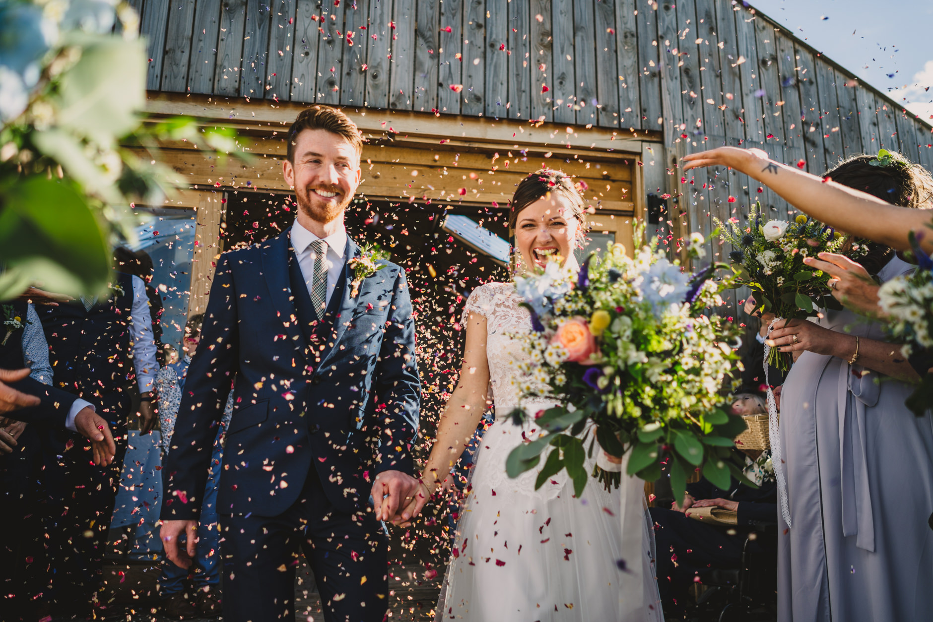 dried petal confetti storm at knipe hall wedding in september