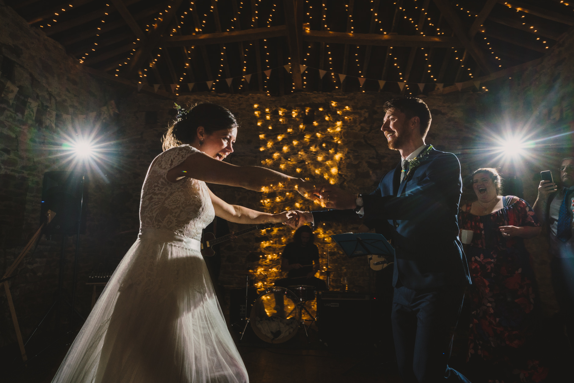bride and groom taking their first dance at knipe hall