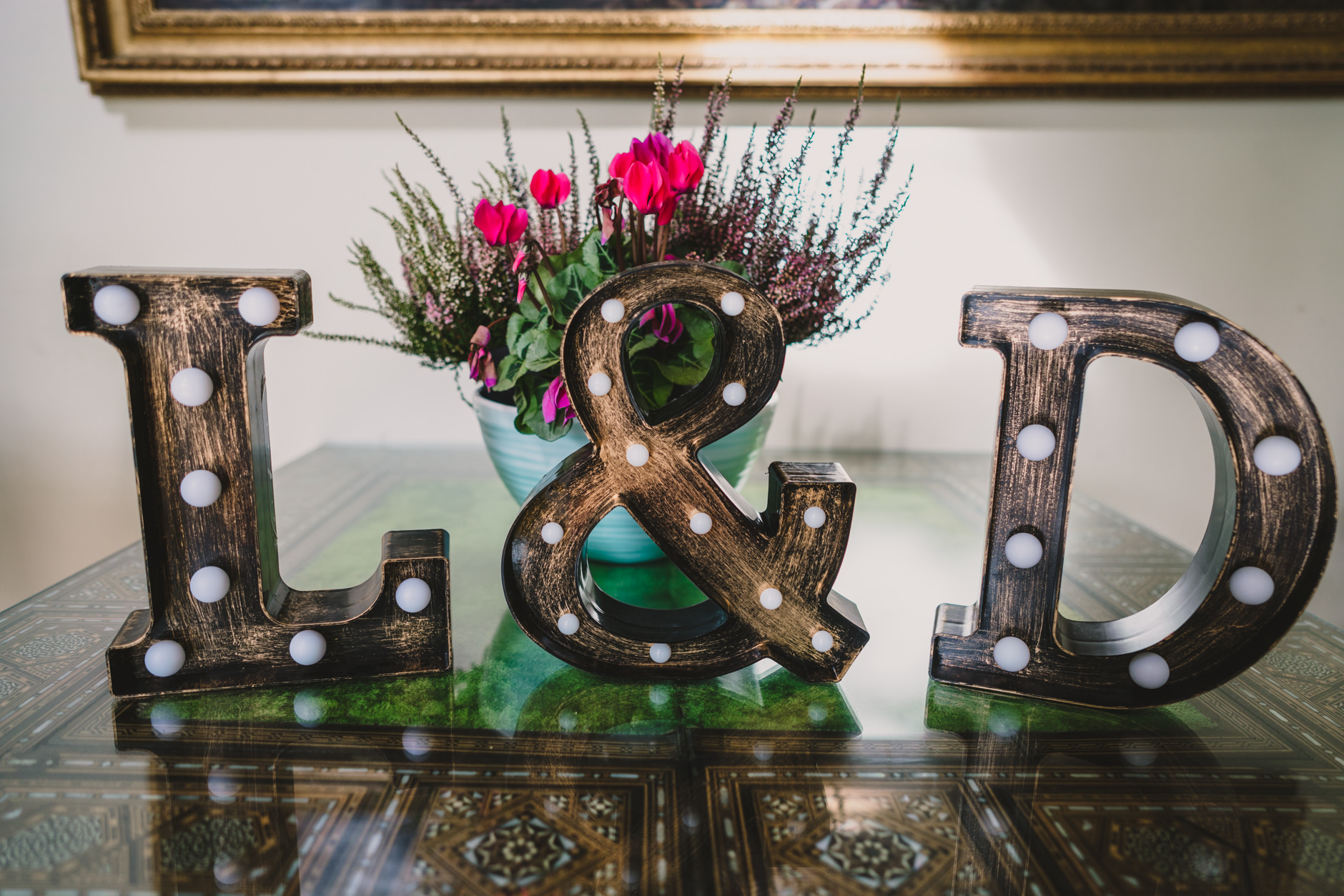 light up letters as wedding decor at east bridgford hill