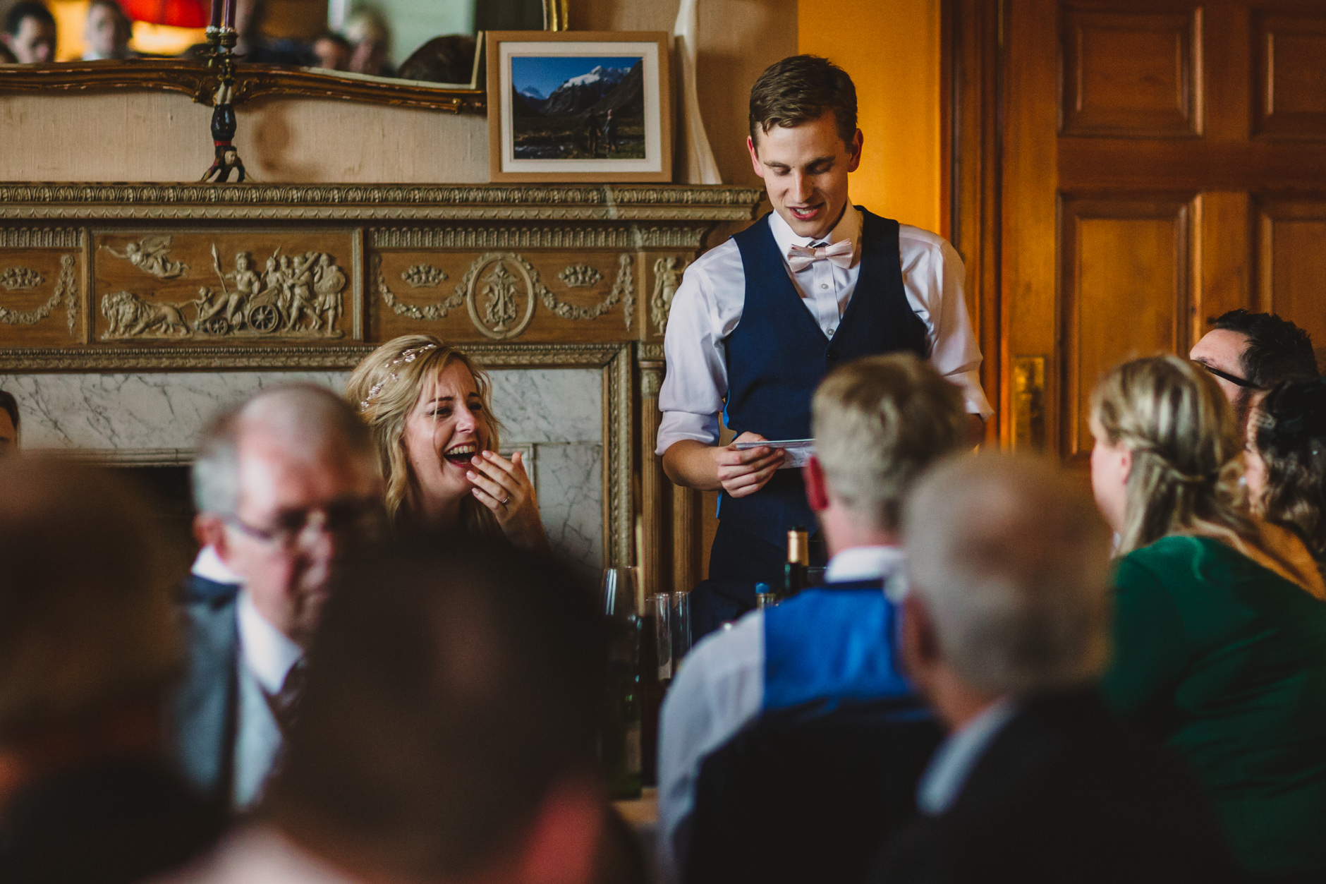groom gives a speech during east bridgford hill wedding reception