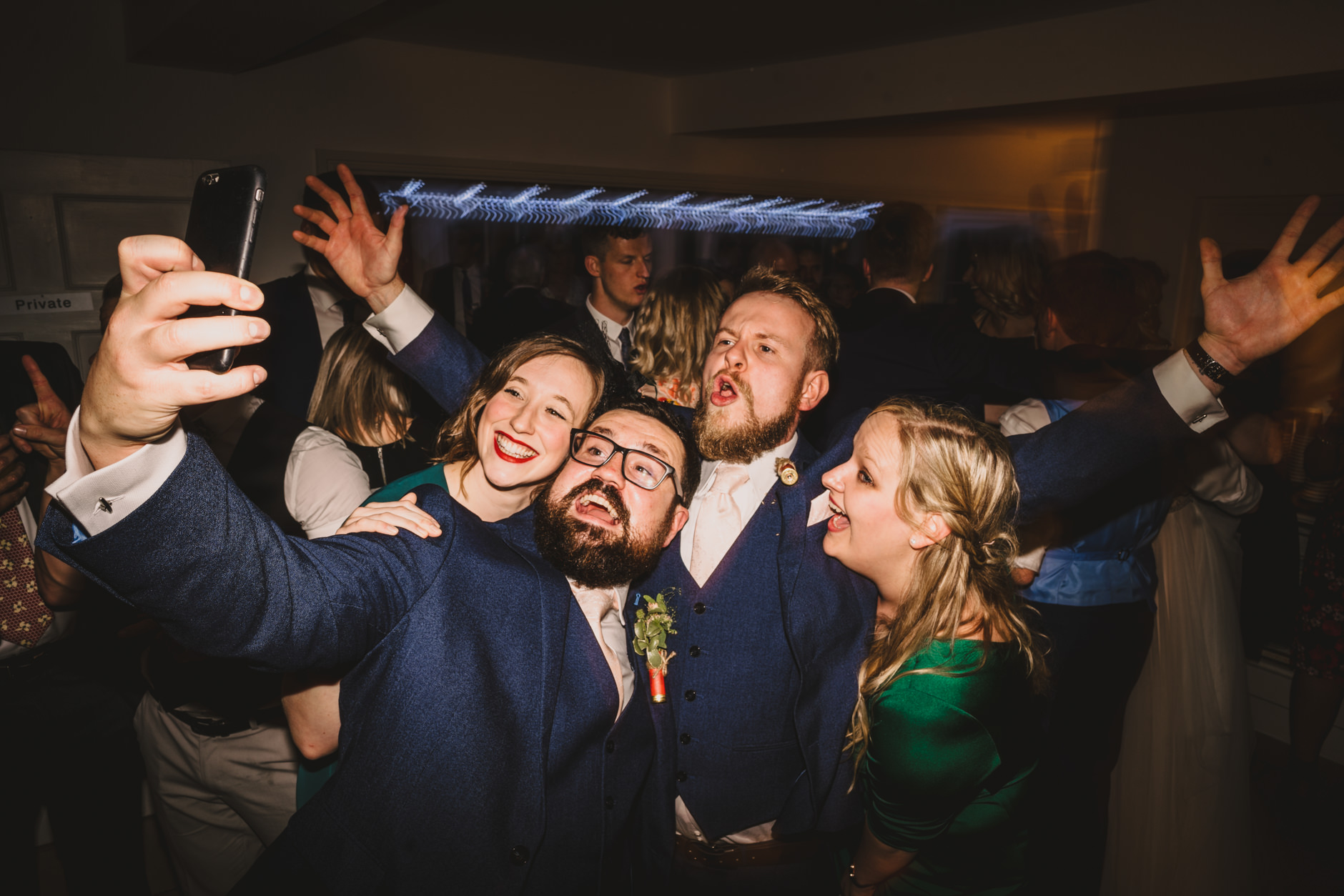 dance floor selfie at east bridgford hill wedding