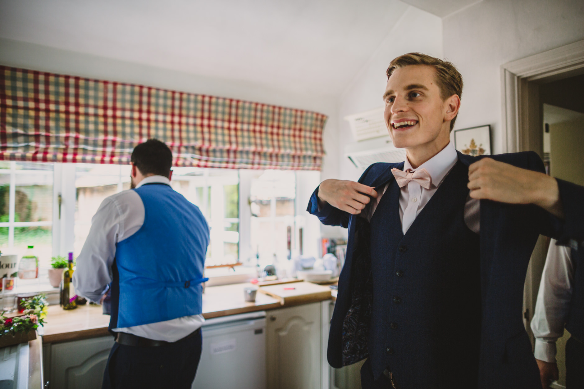 groom and best man getting ready for a wedding at east bridgford hill