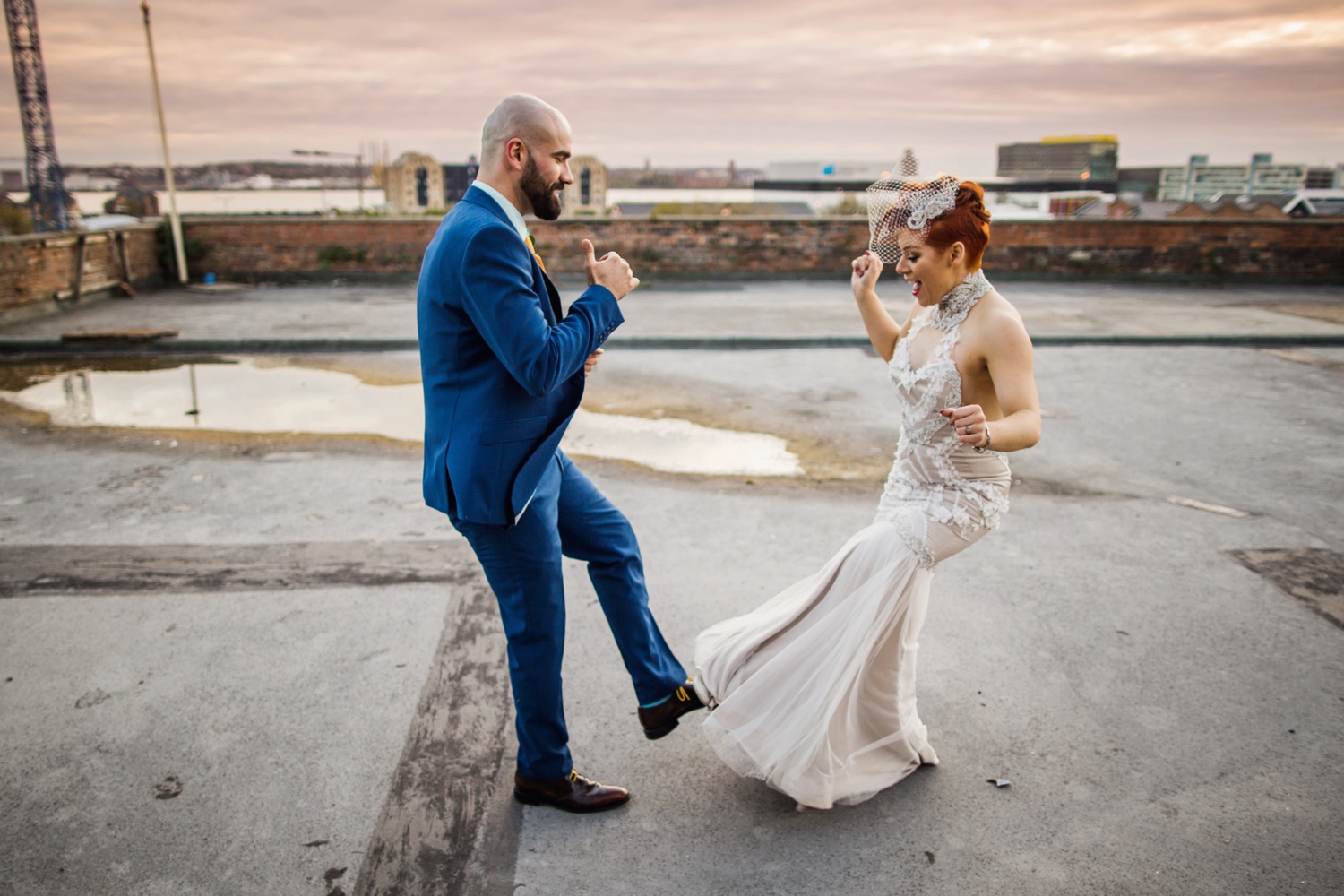 Alternative portrait of a couple outside Camp and Furnace Liverpool
